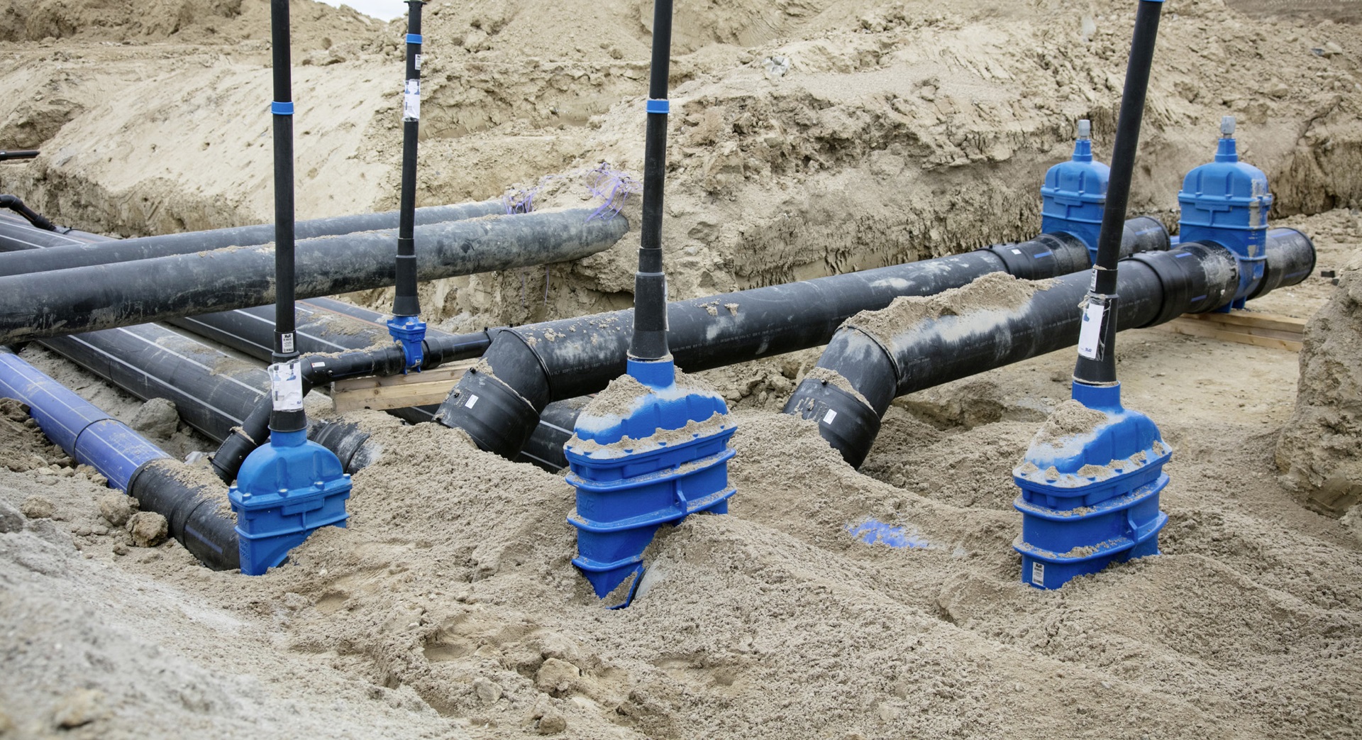 AVK gate valves with accessories installed